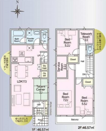 仙台市宮城野区鶴巻、新築一戸建ての間取り画像です