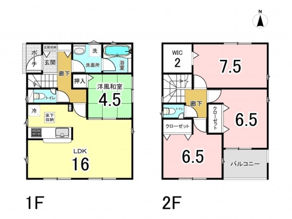 多賀城市八幡、新築一戸建ての間取り画像です