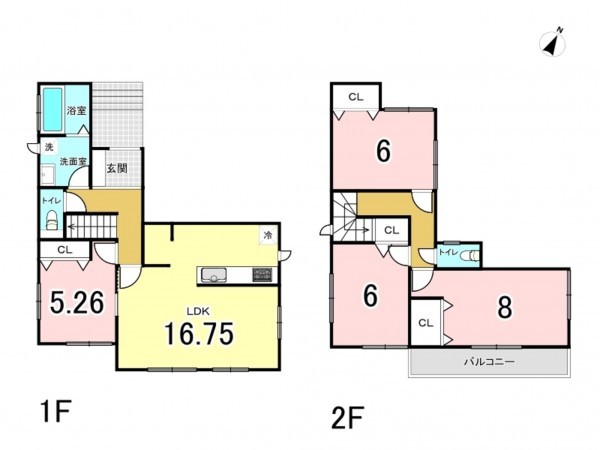 仙台市宮城野区鶴ケ谷、中古一戸建ての間取り画像です