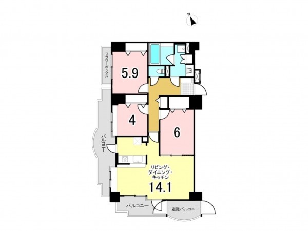 仙台市宮城野区福室、マンションの間取り画像です