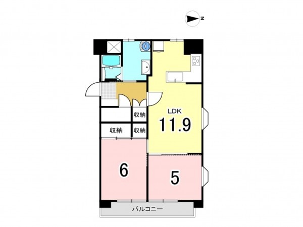 仙台市宮城野区福田町、マンションの間取り画像です