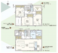 仙台市宮城野区小鶴、新築一戸建ての間取り画像です