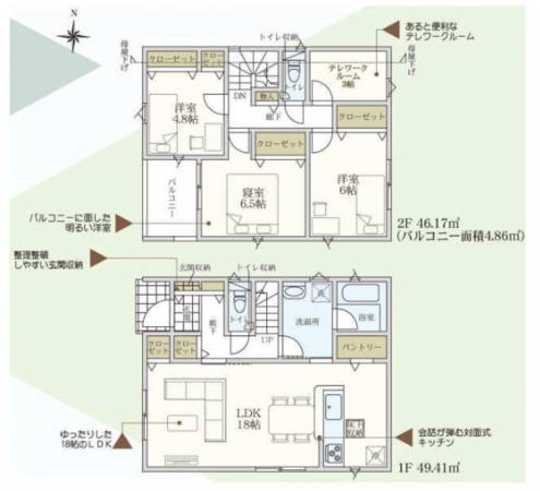 仙台市宮城野区小鶴、新築一戸建ての間取り画像です