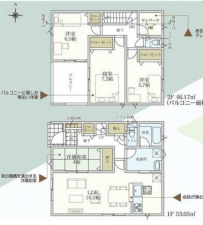 仙台市宮城野区小鶴、新築一戸建ての間取り画像です