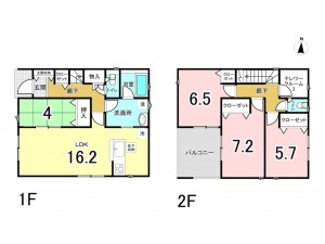 仙台市宮城野区小鶴、新築一戸建ての間取り画像です