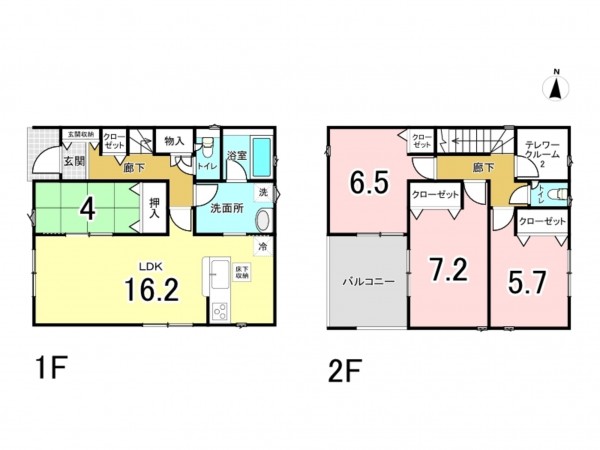 仙台市宮城野区小鶴、新築一戸建ての間取り画像です