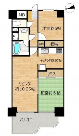 仙台市宮城野区小田原、マンションの間取り画像です