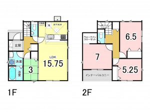 仙台市宮城野区清水沼、新築一戸建ての間取り画像です