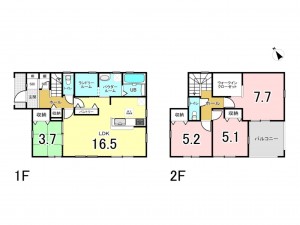 仙台市宮城野区鶴ケ谷東、新築一戸建ての間取り画像です