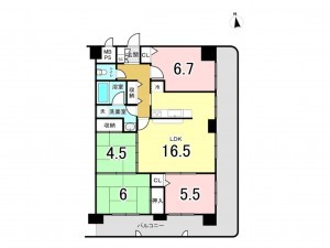 仙台市宮城野区大梶、マンションの間取り画像です