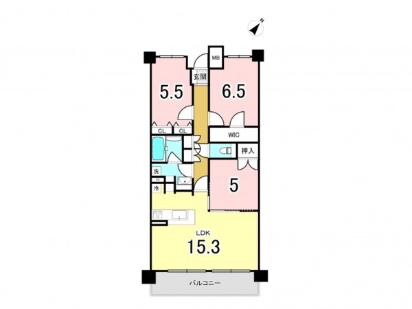 仙台市宮城野区宮城野、マンションの間取り画像です