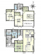 多賀城市明月、新築一戸建ての間取り画像です