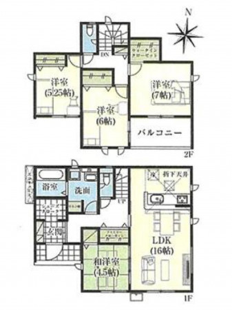 多賀城市明月、新築一戸建ての間取り画像です