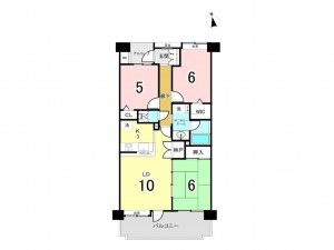 仙台市宮城野区鶴ケ谷、マンションの間取り画像です