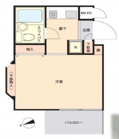 仙台市宮城野区原町、マンションの間取り画像です