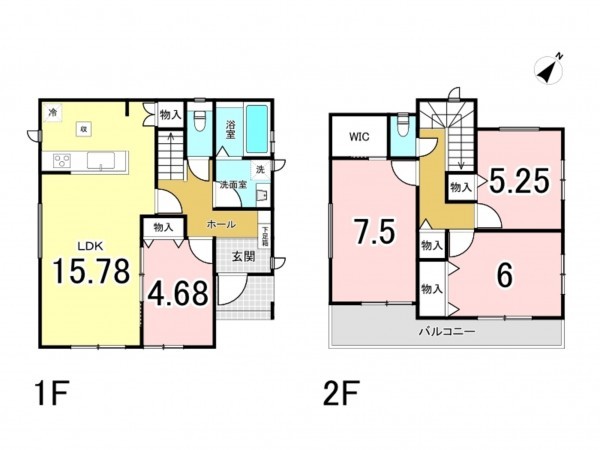 多賀城市明月、新築一戸建ての間取り画像です