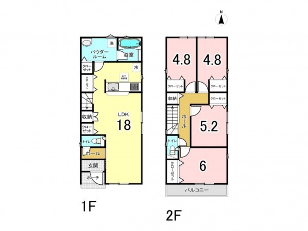 仙台市宮城野区鶴巻、新築一戸建ての間取り画像です