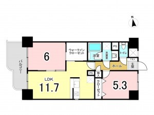 仙台市宮城野区小田原、マンションの間取り画像です
