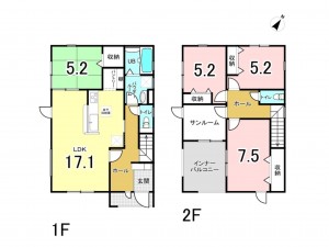多賀城市浮島、新築一戸建ての間取り画像です