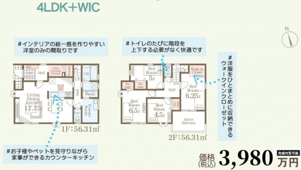 多賀城市八幡、新築一戸建ての間取り画像です