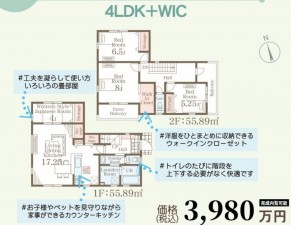 多賀城市八幡、新築一戸建ての間取り画像です
