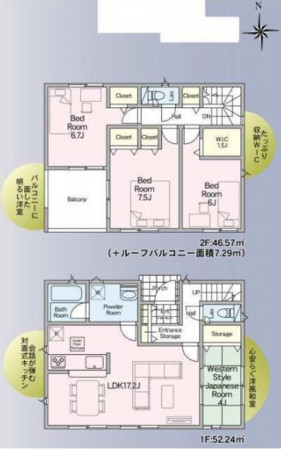 多賀城市新田、新築一戸建ての間取り画像です
