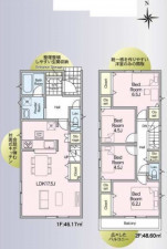 多賀城市新田、新築一戸建ての間取り画像です