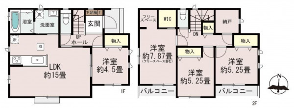 多賀城市留ケ谷、新築一戸建ての間取り画像です