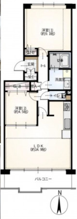多賀城市東田中、マンションの間取り画像です