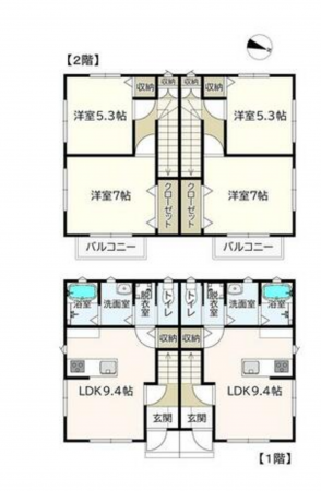 多賀城市大代、収益物件/アパートの間取り画像です