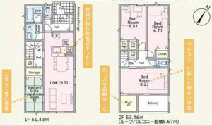 多賀城市大代、新築一戸建ての間取り画像です
