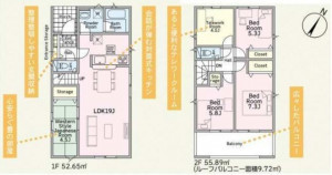 多賀城市大代、新築一戸建ての間取り画像です