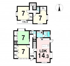 多賀城市笠神、中古一戸建ての間取り画像です