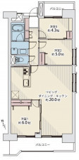 仙台市宮城野区苦竹、マンションの間取り画像です