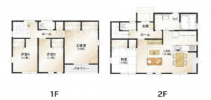 仙台市宮城野区岩切、新築一戸建ての間取り画像です