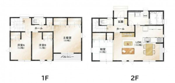 仙台市宮城野区岩切、新築一戸建ての間取り画像です