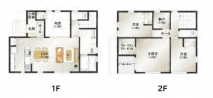 仙台市宮城野区岩切、新築一戸建ての間取り画像です