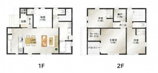 仙台市宮城野区岩切、新築一戸建ての間取り画像です