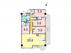 仙台市宮城野区幸町、マンションの間取り画像です
