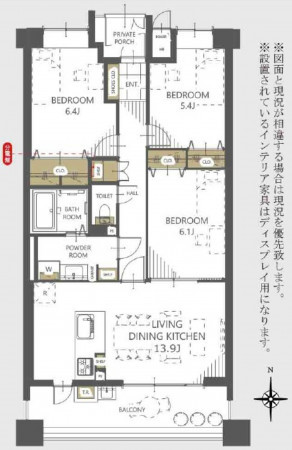 仙台市宮城野区新田東、マンションの間取り画像です
