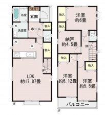 多賀城市高橋、新築一戸建ての間取り画像です