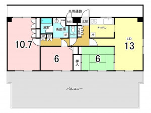 仙台市宮城野区福田町、マンションの間取り画像です