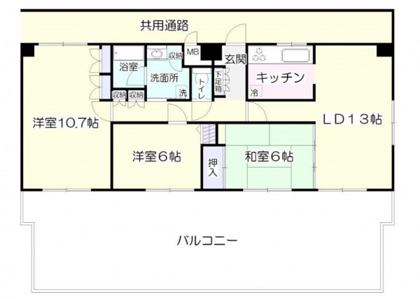 仙台市宮城野区福田町、マンションの間取り画像です
