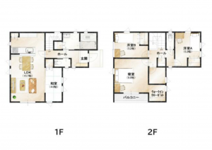 多賀城市鶴ケ谷、新築一戸建ての間取り画像です