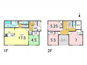多賀城市笠神、新築一戸建ての間取り画像です