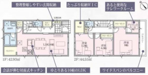多賀城市下馬、新築一戸建ての間取り画像です