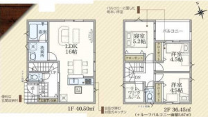 仙台市宮城野区安養寺、新築一戸建ての間取り画像です