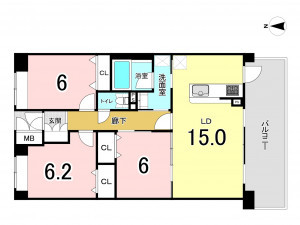 仙台市宮城野区新田東、マンションの間取り画像です