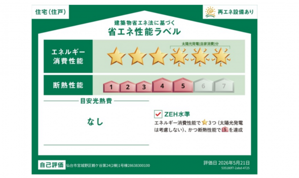 仙台市宮城野区鶴ケ谷、新築一戸建ての画像です