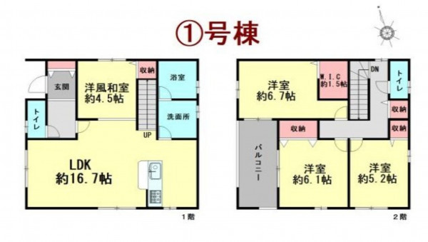 仙台市宮城野区福室、新築一戸建ての間取り画像です